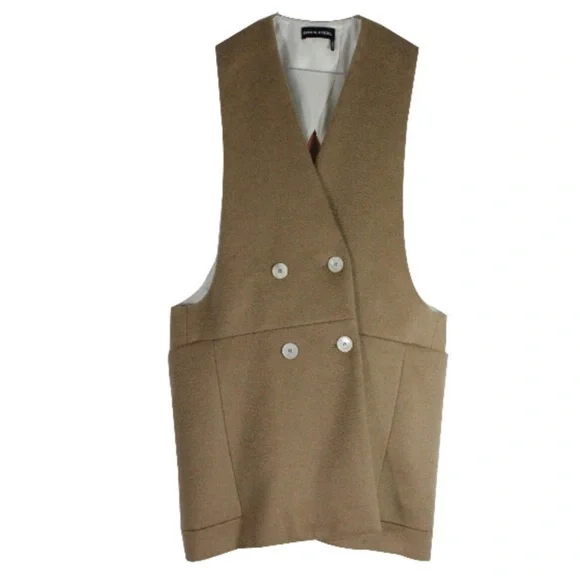 Sonia Rykiel Sleeveless Camel Hair Lined Sleeveless Coat/Vest Hunter Green Sz 6